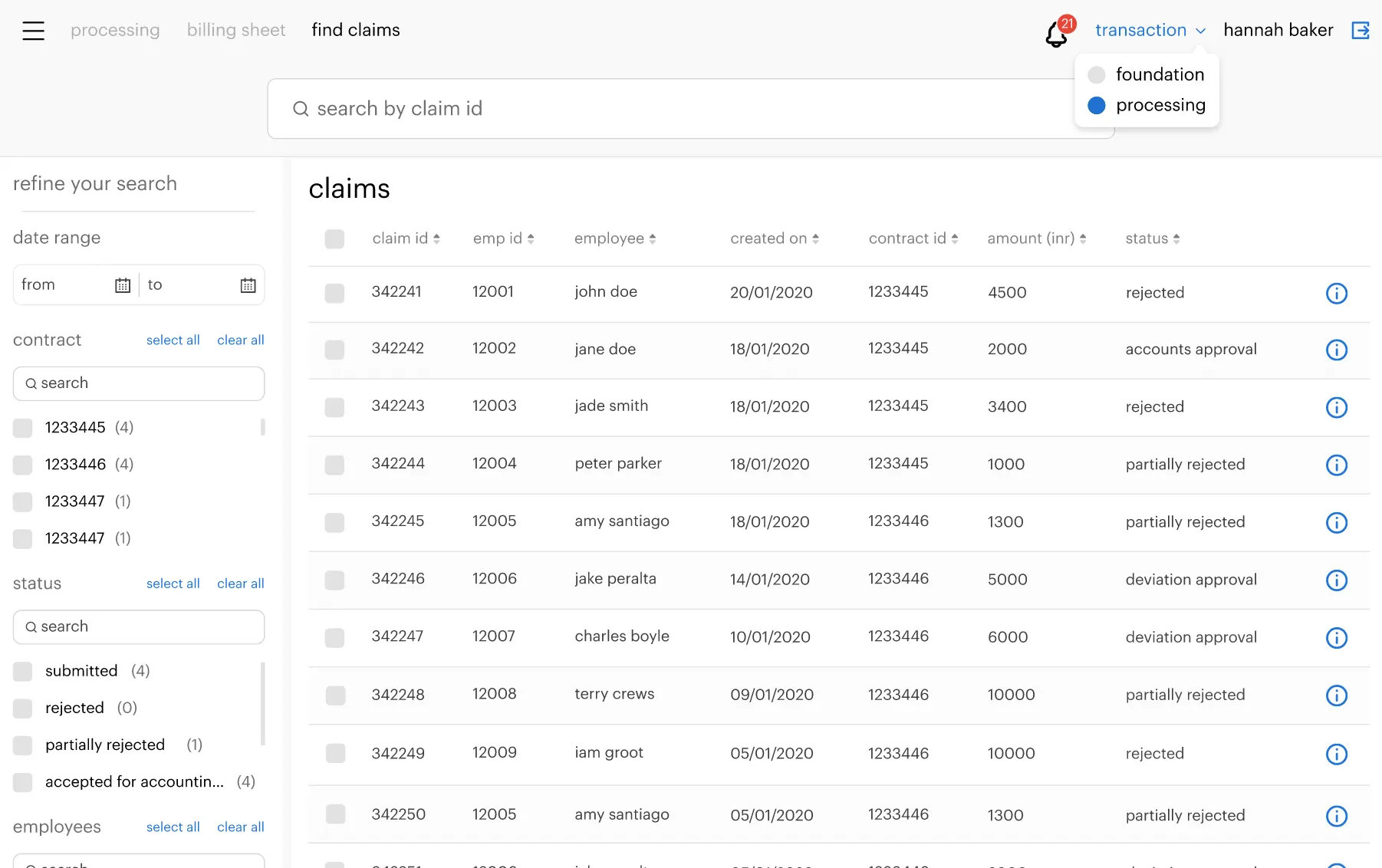 One Randstad Reimbursement Processing Find Claims Web