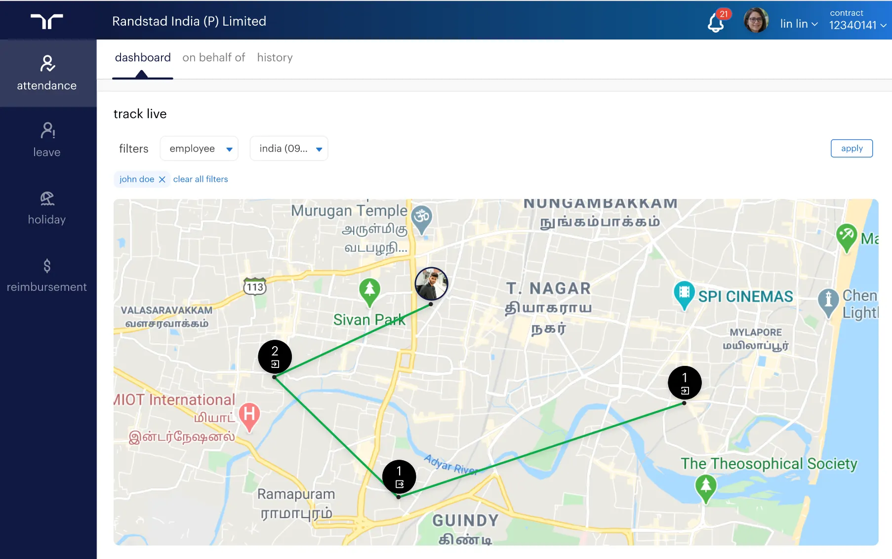 One Randstad Attendance Live Route Web
