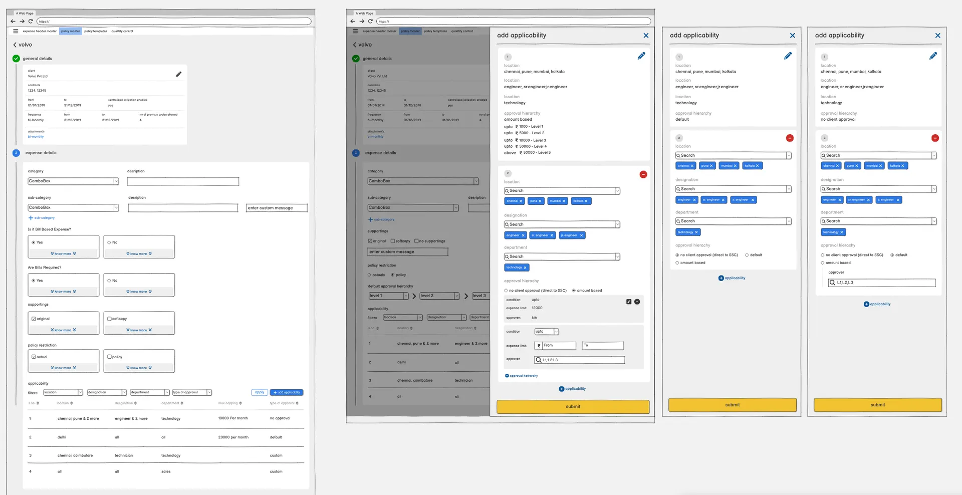 One Randstad Reimbursement Wireframe Detail