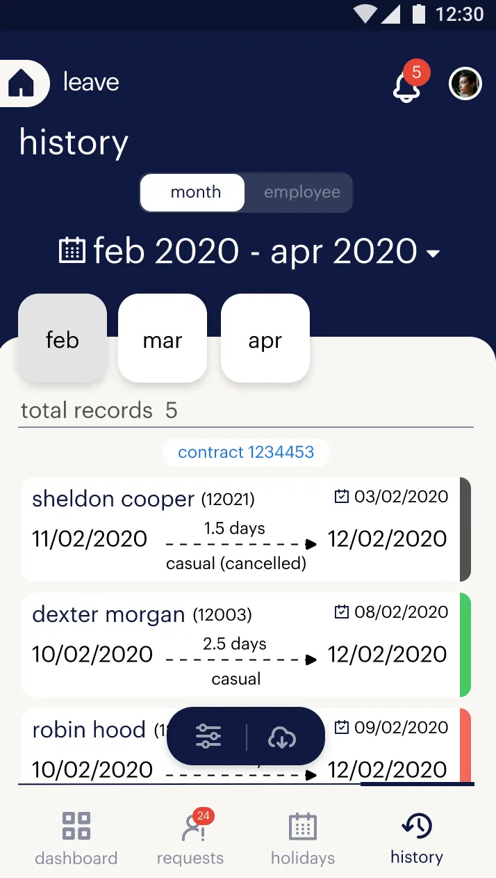 One Randstad Leave History Mobile